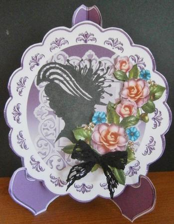 Vintage Silhouette Lady with Roses Plate & Stand by Davina Rundle