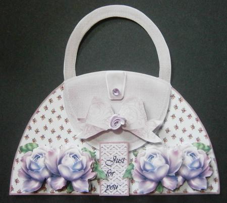 Hand Bag Card Lilac Roses Mini Kit by Davina Rundle
