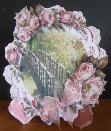 Beautiful Roses with Scene on a Plate and Stand  by Davina Rundle