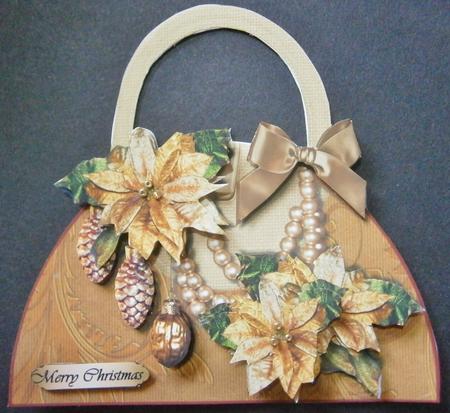 Hand Bag Card Golden Christmas Mini Kit by Davina Rundle