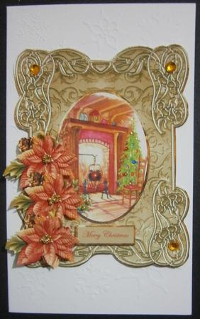 A Cosy Fire at Christmas Card in Ornate Frame by Davina Rundle