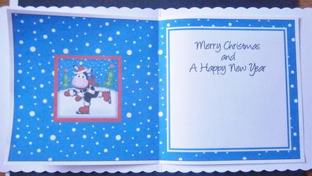 Xmas Skating Milly Moo Cow Matching Insert Square Landscape by Davina Rundle