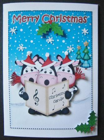 Christmas Milly Moo Cow & Friends 5x7 3D Decoupage by Davina Rundle