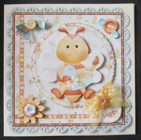 Busy Bee Buttons 'n' Bows 6x6 Square Card by Davina Rundle