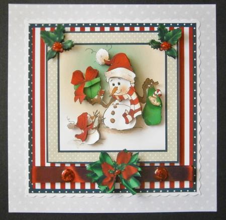 Snowman Bearing Gifts Card Front Kit by Davina Rundle