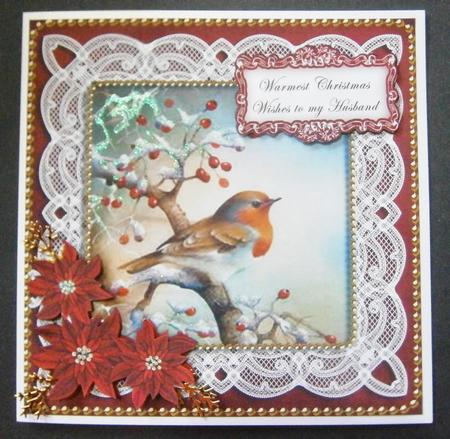 Red Robin Warm Wishes Husband 8in Sentiment Topper by Davina Rundle