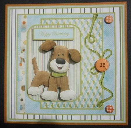 Happy Dog Card with Decoupage by Davina Rundle