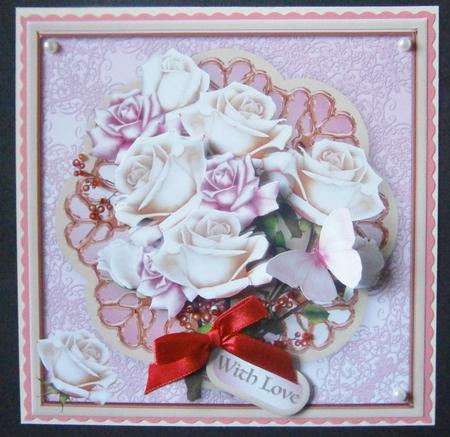Roses and Berries Decoupage Card Front by Davina Rundle
