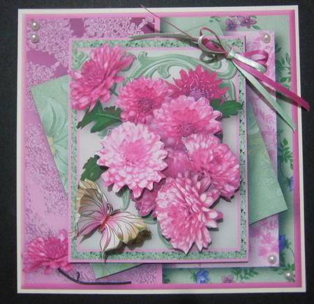 Pink Chrysanthemums Multi-layer Card Mini Kit by Davina Rundle