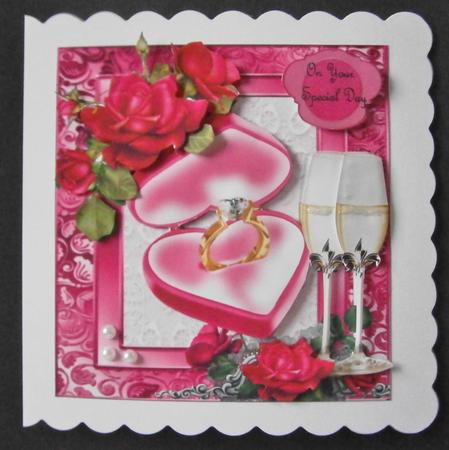 Beautiful Hot Pink Roses with Engagement Ring 8x8 Mini Kit by Davina Rundle