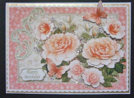Peach Roses Card Topper & Decoupage by Davina Rundle