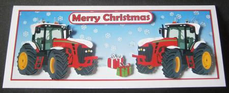 Red Christmas Tractor Without Name Large Dl by Davina Rundle