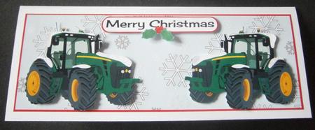Green Christmas Tractor Without Name Large Dl by Davina Rundle