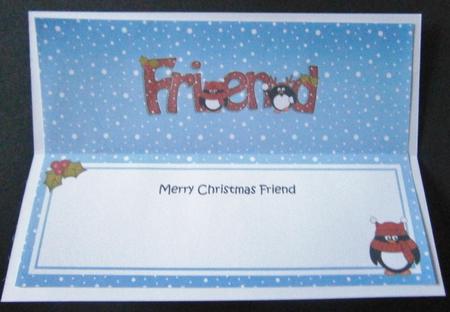 Large Dl Xmas Friend Penguin Insert by Davina Rundle