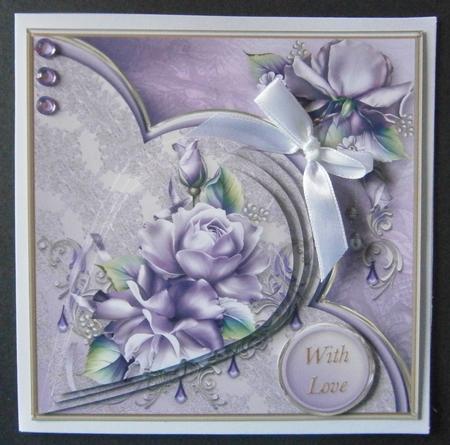 Lilac Roses Teardrop Pyramid Card Mini Kit by Davina Rundle