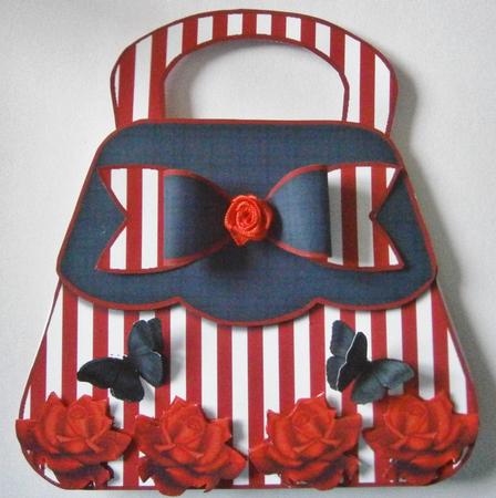 Beautiful Red Rose Handbag Shaped Card Kit by Davina Rundle
