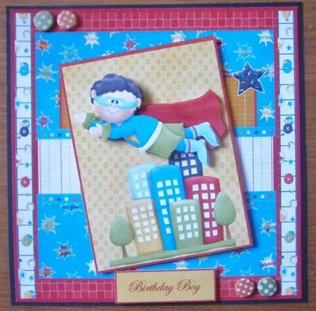 Birthday Hero Boy Card with Decoupage by Davina Rundle