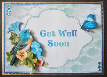 Get Well Petunia Bird Card Front by Davina Rundle