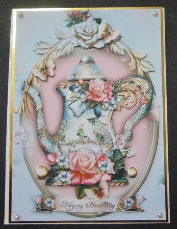 Soft Blue Vintage Teapot with Roses by Davina Rundle