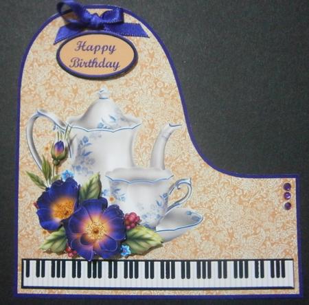 English Breakfast Piano Card Front by Davina Rundle