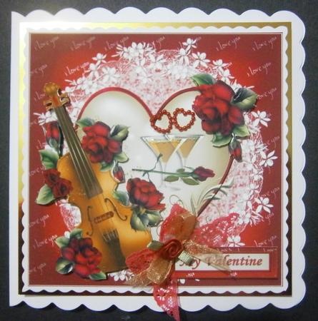 Violin and Roses for My Love Quick Card by Davina Rundle