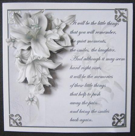 Sympathy Lilies Card with Decoupage and Verse by Davina Rundle