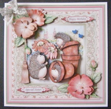 Pots of Hedgehog Love 8x8 Mini Kit & Decoupage by Davina Rundle