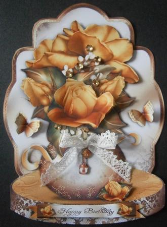 Vintage Yellow Roses with Lace Vase by Davina Rundle