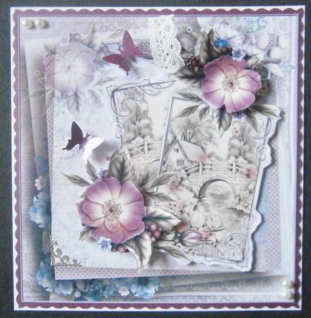 Across the Bridge Card with Decoupage and Sentiment Tags by Davina Rundle