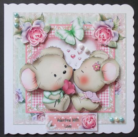 Sweet on You Cute 6x6 Card Topper with Decoupage by Davina Rundle