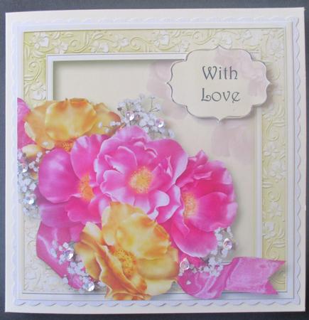 Pink & Yellow Spring Bouquet 8x8 Quick Topper by Davina Rundle