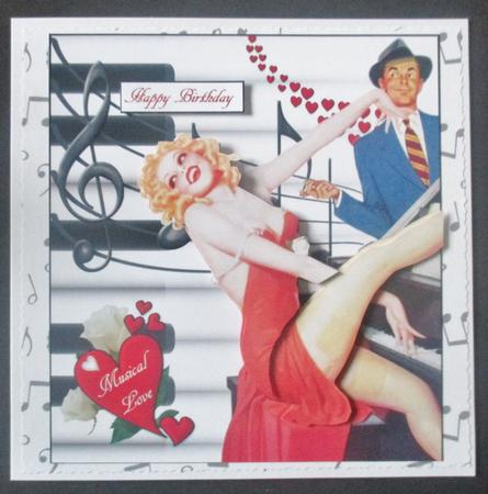 Love of Music Pinup Topper with Decoupage by Davina Rundle