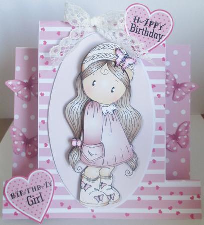 Chloe in Knitted Hat Stepper Card by Davina Rundle