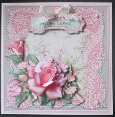 Pale Pink Roses on a Lace Frame Decoupage Mini Kit by Davina Rundle