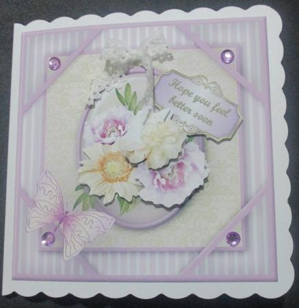 Cream and Lilac Posy Corner Frame Card by Davina Rundle