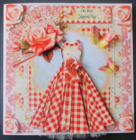 Beautiful Gingham Dress Card Front Kit by Davina Rundle