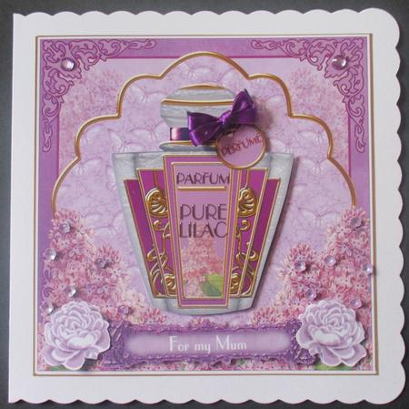 Lilac Art Deco Perfume My Mum 7in Decoupage Topper by Davina Rundle
