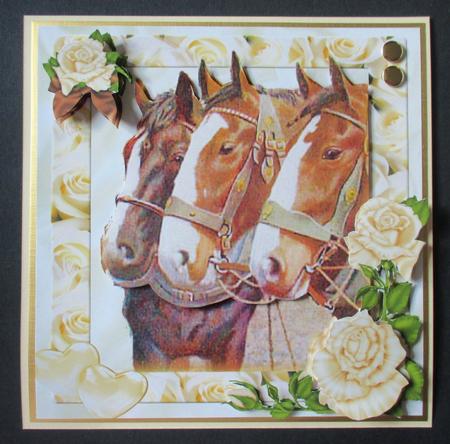 Beautiful Horses in Cream Rose Frame 8x8 Mini Kit by Davina Rundle