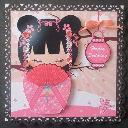 Pink Kokeshi Doll Birthday Mini Kit by Davina Rundle