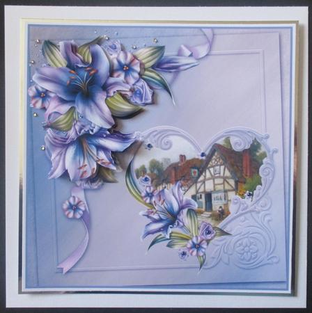 Lilies and Country Pub Card with Decoupage by Davina Rundle