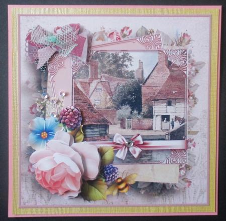 Pink Rose Card with Decoupage by Davina Rundle