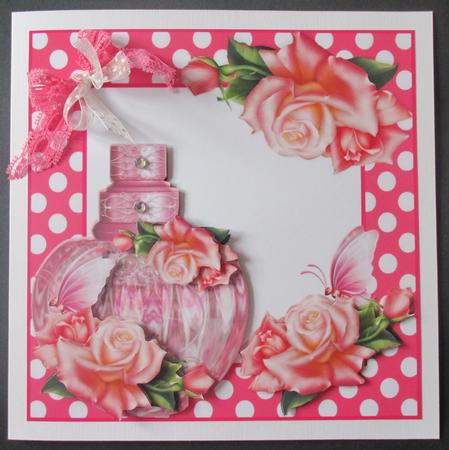 The Little Pink Perfume Bottle - Small Square Topper by Davina Rundle