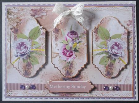 Lilac Rose Panel Card with Toppers by Davina Rundle