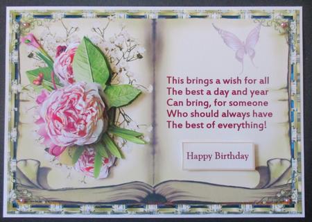 Vintage Rose Book Card Front with Decoupage by Davina Rundle