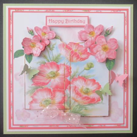 Beautiful Poppies Card with Topper and Decoupage by Davina Rundle