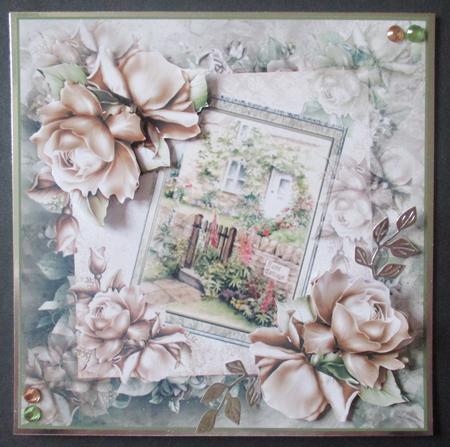 Rose Cottage Card with Decoupage by Davina Rundle