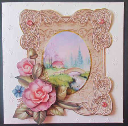 Summer River Card with Decoupage and Sentiment Tags by Davina Rundle