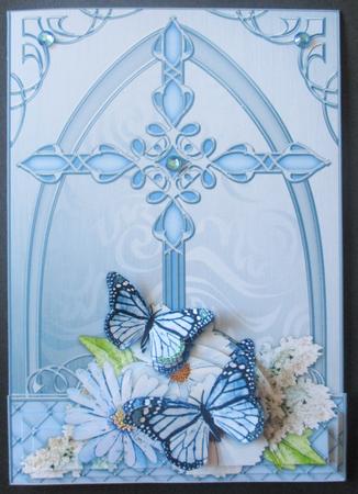 Fancy Cross Butterfly Blues Pyramid & Decoupage by Davina Rundle