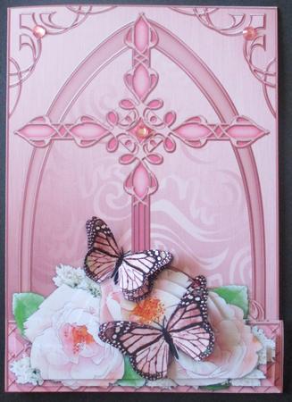 Fancy Cross Pastel Roses & Butterfly Pyramid & Decoupage by Davina Rundle