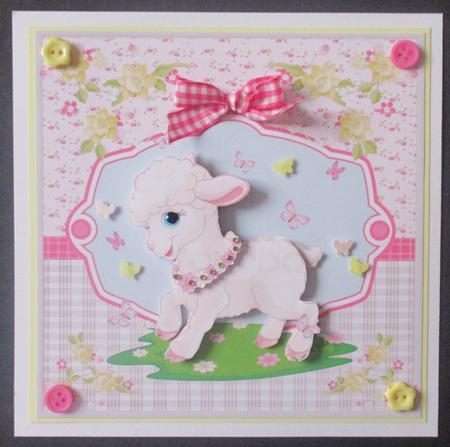 Baby Easter Lamb Card with Decoupage by Davina Rundle